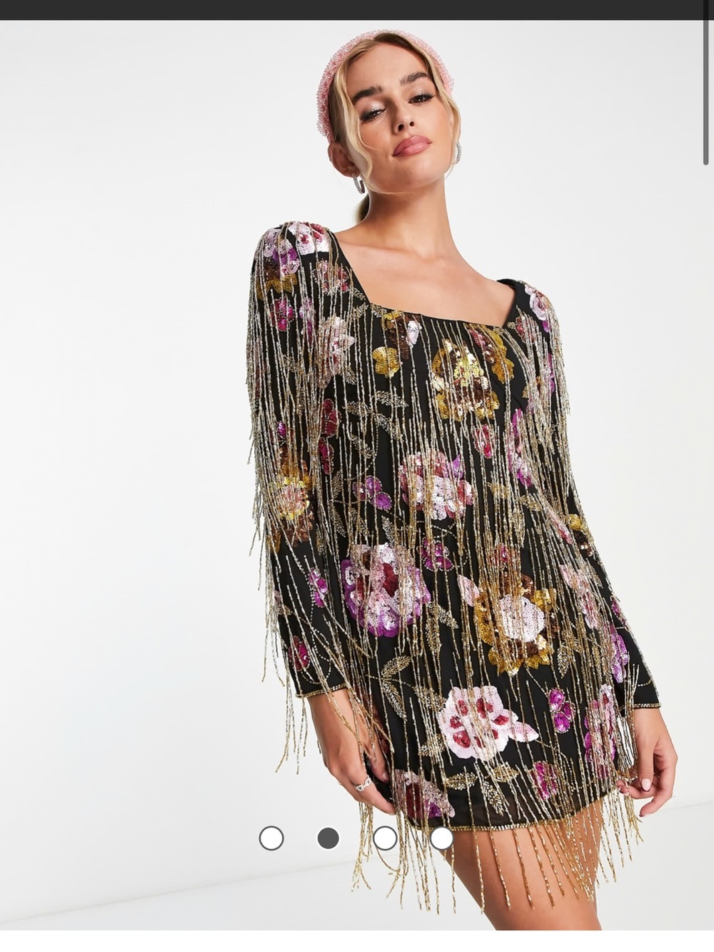 Floral beaded mini dress